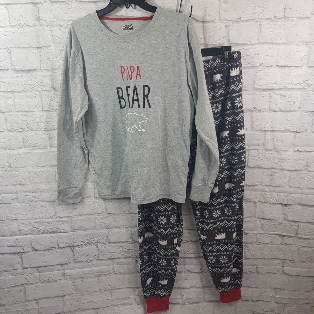 Holiday #FAMJAM "Papa Bear" 2 Piece PJ/Pajama Set - Picture 1 of 8